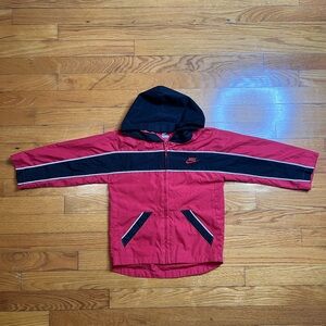 Nike Red and Black Hooded Jacket Kids